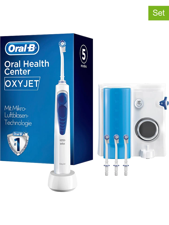 Oral B 5tlg. Mundduschen-Set "Oral-B OxyJet" In Weiß/ Blau 1 Oral B 5tlg. Mundduschen-Set "Oral-B OxyJet" In Weiß/ Blau