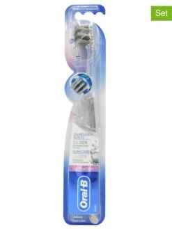 Oral B 6er-Set: Zahnbürsten "Silber Antibakteriell Extra Weich" In Grau