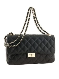 Leder-Schultertasche "Edalea" In Schwarz - (B)27 X (H)18 X (T)12 Cm