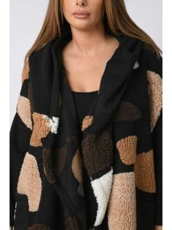 Cardigan "Audrey" In Hellbraun/ Schwarz -Modebe Kleidungs Geschäft plus size company cardigan audrey in hellbraun schwarz 3