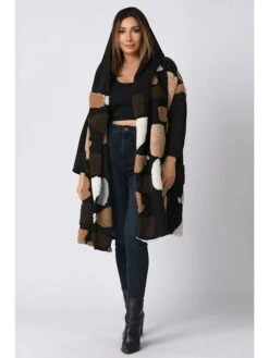 Cardigan "Audrey" In Hellbraun/ Schwarz -Modebe Kleidungs Geschäft plus size company cardigan audrey in hellbraun schwarz 4