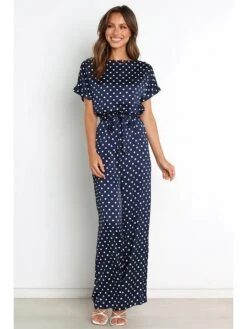 Modebe Kleidungs Geschäft 39 Jumpsuit In Dunkelblau/ Weiß