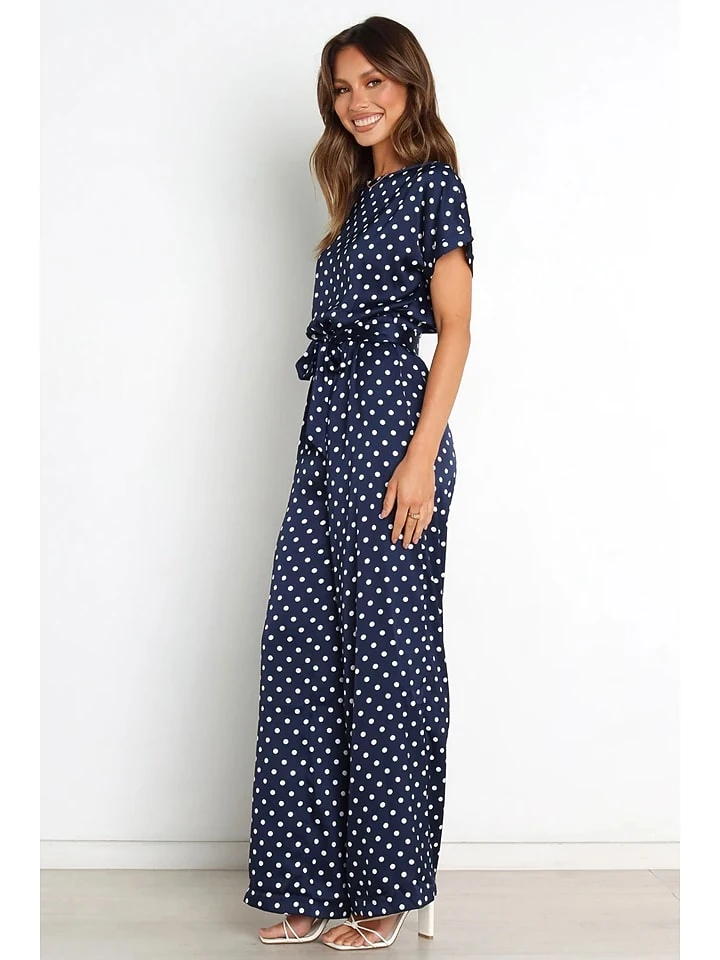 Jumpsuit In Dunkelblau/ Weiß 4 Jumpsuit In Dunkelblau/ Weiß – Bild 4