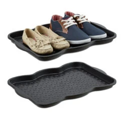 2x Schuhabtropfschale In Schwarz - (B)50 X (H)3 X (T)38 Cm -Modebe Kleidungs Geschäft relaxdays 2x schuhabtropfschale in schwarz b 50 x h 3 x t 38 cm 3