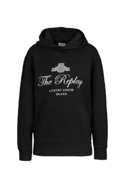 Replay Hoodie Garment Dyed Cotton Fleece In Schwarz