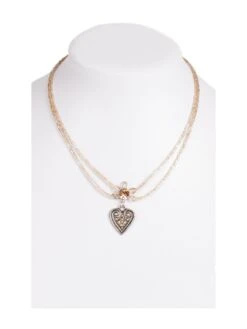 Halskette 2 Reihig Aus Perlen, 13007 Beige