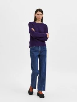 Selected Femme Pullover "Lulu" In Lila -Modebe Kleidungs Geschäft selected femme pullover lulu in lila 1