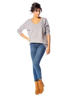 Pullover "Alexia" In Hellgrau -Modebe Kleidungs Geschäft so cachemire pullover alexia in hellgrau 4
