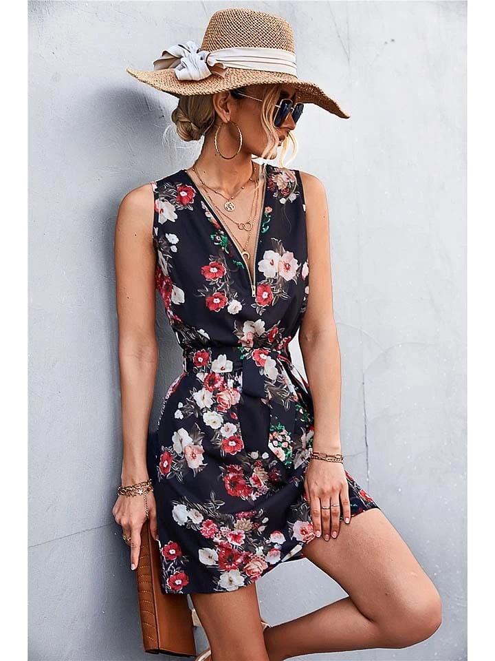 Kleid In Dunkelblau/ Rot 3 Kleid In Dunkelblau/ Rot – Bild 3