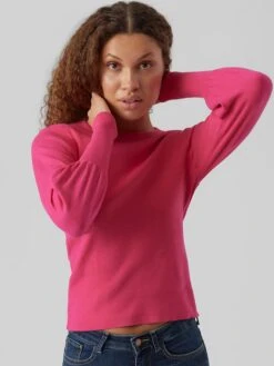 Vero Moda Pullover "Hollykarispuff" In Pink -Modebe Kleidungs Geschäft vero moda pullover hollykarispuff in pink 3