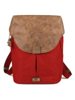 Rucksack "Olli O12" In Rot/ Hellbraun - (B)31 X (H)37 X (T)13 Cm